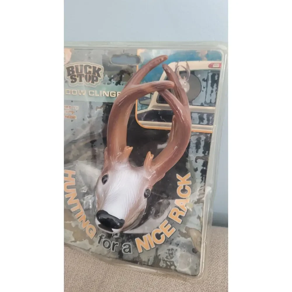 Lot of 2 Buck Stop Deer Antler Window Clingers – Novelty Hunting Car Truck Decor